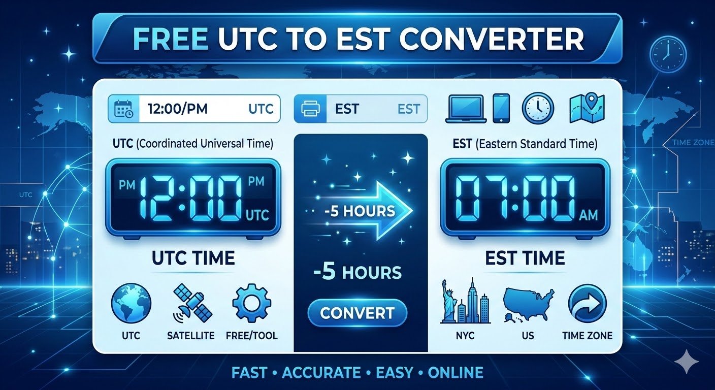 Free UTC to EST Converter
