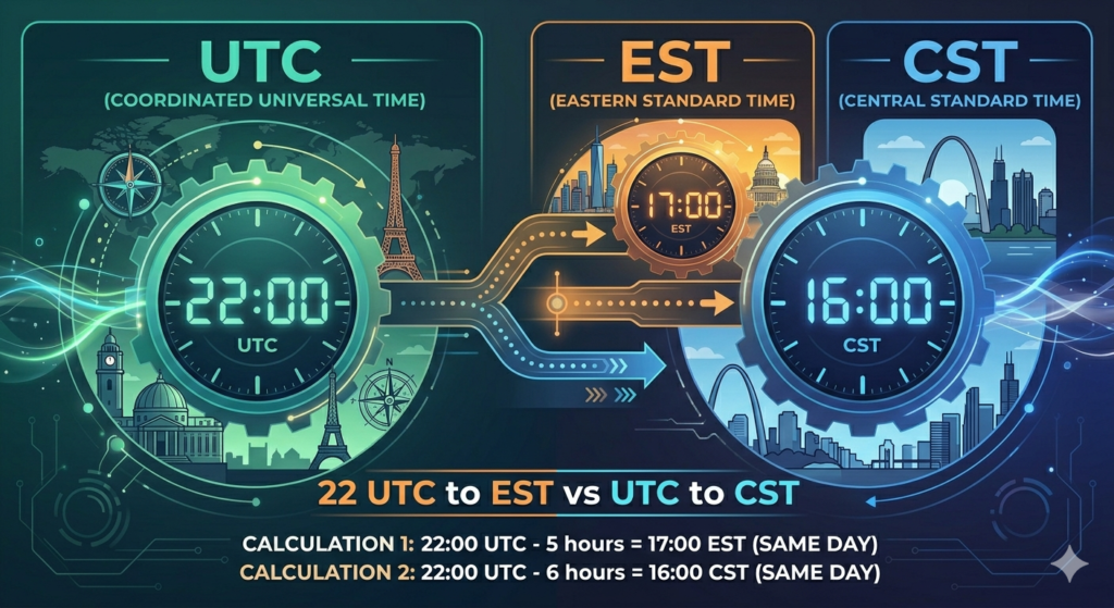 UTC to EST vs UTC to CST