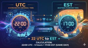 22 UTC to EST